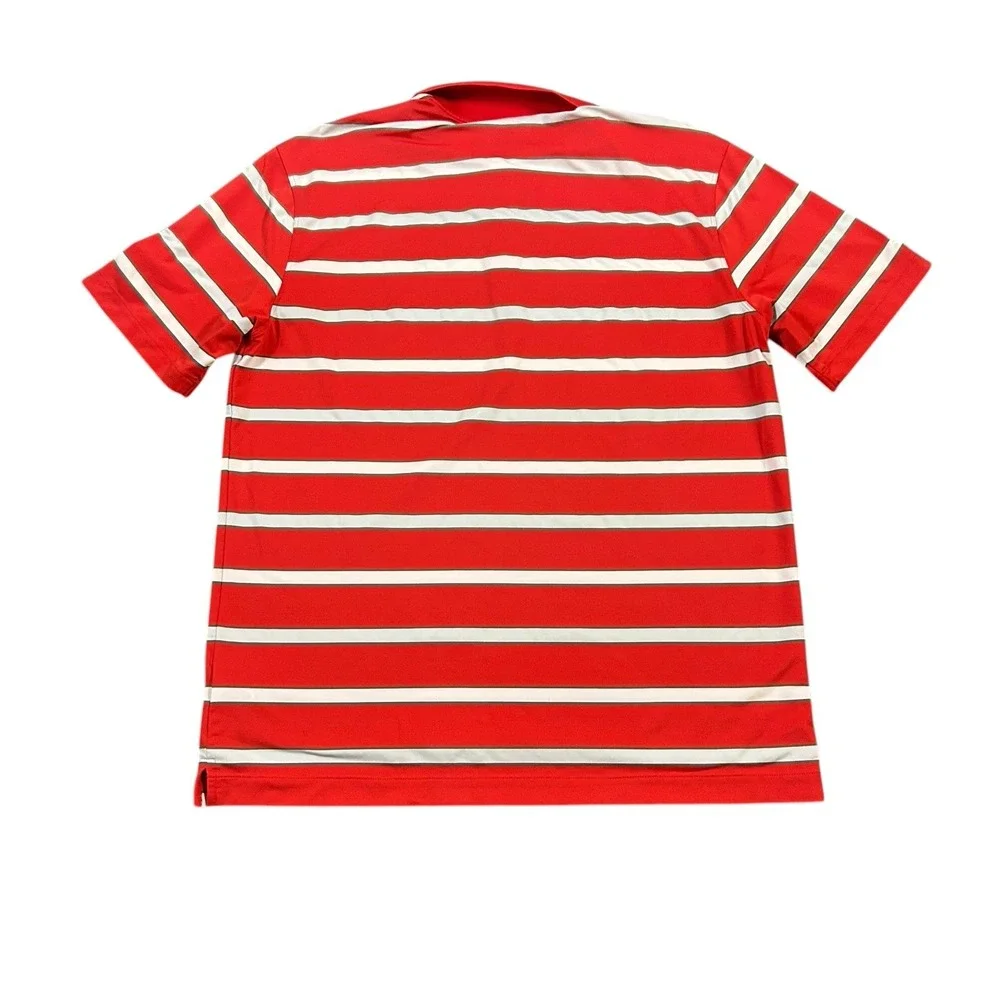 Nike Golf Polo Shirt Large Red Striped Tour Performance Short‎ Sleeve